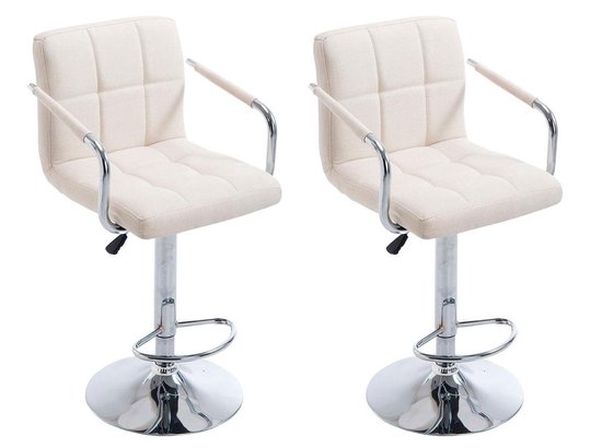 Lot de 2 Tabouret de bar - Similicuir & Métal - Blanc - Cork