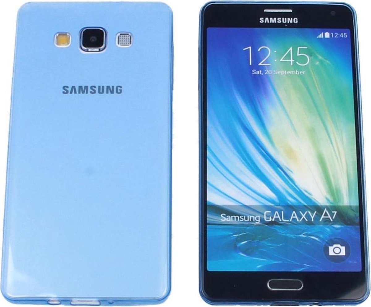 Samsung Galaxy A7 2016 (A710), 0.35mm Ultra Thin Matte Soft Back Skin Case Transparant Blauw Blue