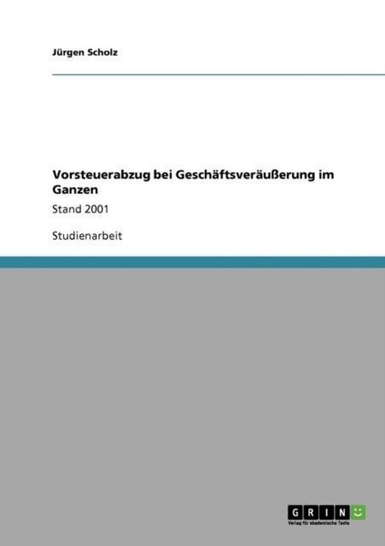 Vorsteuerabzug bei Geschaftsverausserung im Ganzen - cover