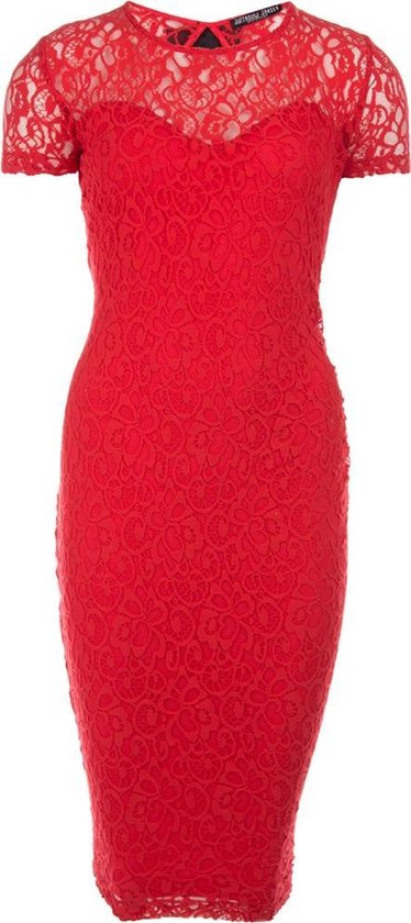 Juffrouw Jansen Falco rood kanten jurk | bol.com