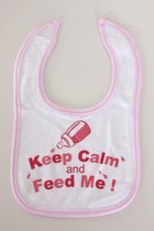 Roze slabbetje "Keep calm and feed me"