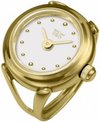 Goudkleurig Davis ring horloge 4180 - witte wijzerplaat - diameter 17 mm - 3 ATM - verstelbaar van maat 16 tot 18