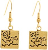 Behave® Dames oorbellen goud-kleur vierkant hangers 3,5cm
