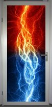 Deurposter 'Fire and ice lightning' - deursticker 75x195 cm