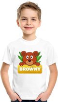 Browny de beer t-shirt wit voor kinderen - unisex - beren shirt S (122-128)