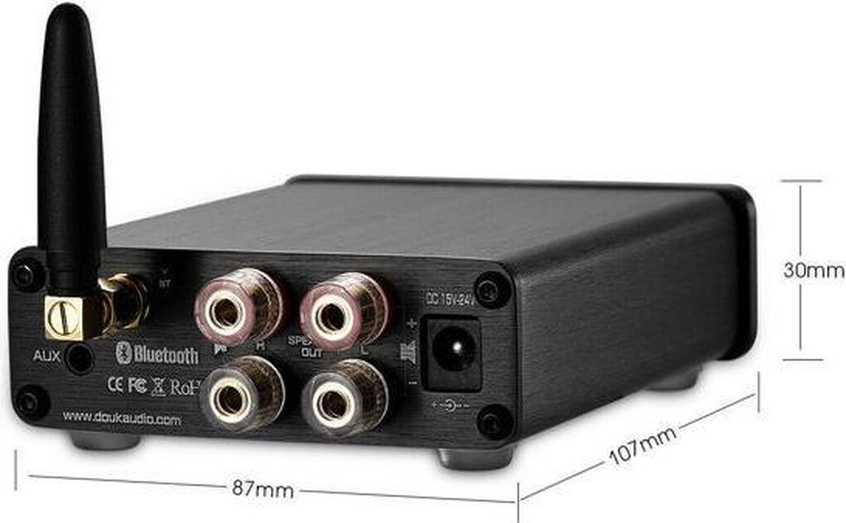 pijn vanavond Kwalificatie Mini Stereo Versterker 2x 50W | AUX ingang | Bluetooth Ontvanger | Zilver |  bol.com