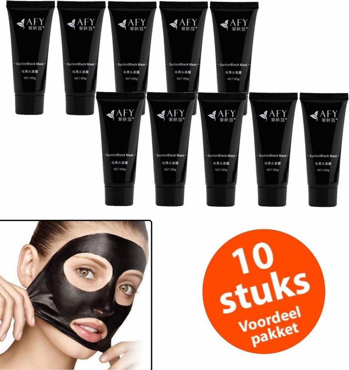AFY Peel Off Acne Zwart Gezichtsmasker / Blackhead Masker (10 Stuks) | bol