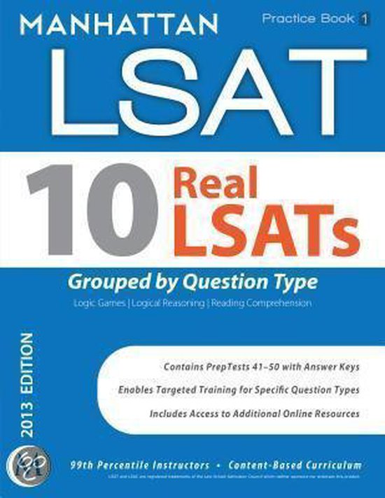 10 Real Lsats Grouped by Question Type, Manhattan Lsat | 9781937707361 ...