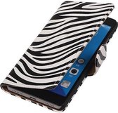 Zebra Bookstyle Wallet Case Hoesje Geschikt voor Huawei Honor 7 Wit