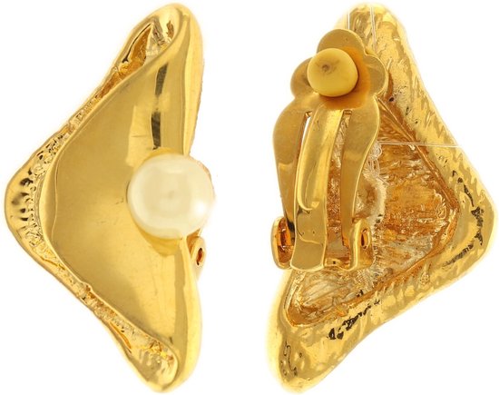 Boucles d'oreilles clip femme Behave® couleur or avec perle 3,5cm | bol.com