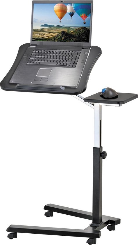 Foto: Ergonomische laptoptafel op wielen met muismat antislip laptop statafel in hoogte verstelbaar notebook standaard houder joy zwart