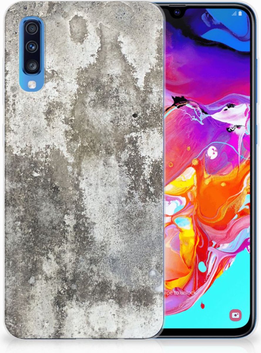 Back Cover voor Samsung Galaxy A70 TPU Siliconen Hoesje Beton Print