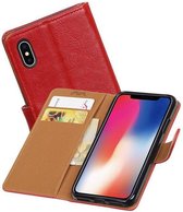 Pull Up TPU PU Leder Bookstyle Wallet Case Hoesjes voor iPhone X Rood
