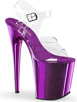 Pleaser Sandaal met enkelband, Paaldans schoenen -35 Shoes- FLAMINGO-808 Paaldans schoenen Paars/Transparant