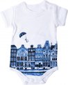 Baby Romper Grachtenpanden - Heinen Delfts Blauw - Katoen - Unisex voor meisjes en jongens