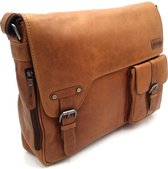 Hill Burry - VB100108 - 3173 - echt leren - schoudertas – werktas- stevig - vintage leder- bruin /cognac