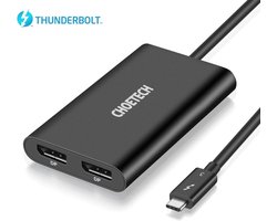 Choetech USB-C naar 2x DP adapter Thunderbolt™ 3 - 25cm - Zwart