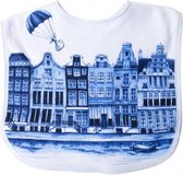 Baby Slab Grachtenpanden - Heinen Delfts Blauw - Wit met blauwe huisjes- Katoenen slab