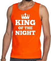 Oranje King of the night tanktop / mouwloos shirt heren - Oranje Koningsdag kleding L