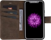 Echt Leer hoesje - Apple iPhone X / Xs - Lederen Barchello Case Antic brown - Wallet Case (Antic bruin)