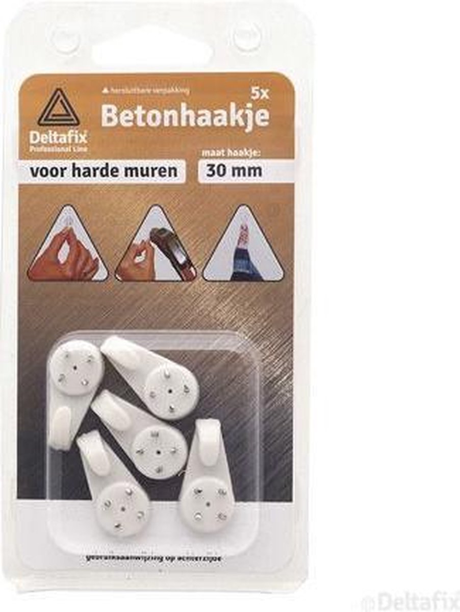 Deltafix betonhaakje middel wit 30 mm 5 st.