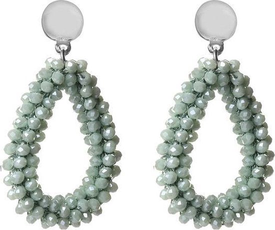 Biba oorbellen licht groen drops beads | bol.com