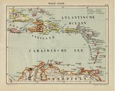 Historische kaart van West Indië (de kleine en grote antillen, dus de Nederlandse Antillen) uit 1882 door Jacob Kuyper