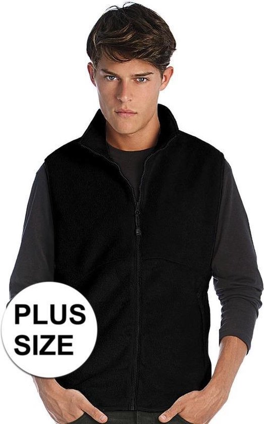 Grote maten fleece casual bodywarmer zwart voor heren - Plus size outdoorkleding... |