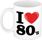 I Love 80's koffiemok / beker 300 ml - Cadeau Eighties liefhebber