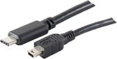 USB Mini B naar USB-C kabel - USB2.0 - tot 2A / zwart - 3 meter