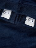 Donkerblauwe joggingbroek met verstelbare tailleband met knopen en elastiek.