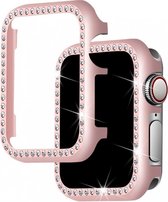 DrPhone TPU Bling Case met Kristal Diamanten Look - Beschermend frame – Geschikt Voor Apple Watch 1/2/3 38mm – Rosegold