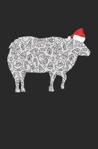 Christmas Notebook 'Sheep with Santa Hat' - Christmas Gift for Animal Lover - Santa Hat Sheep Journal - Sheep Diary