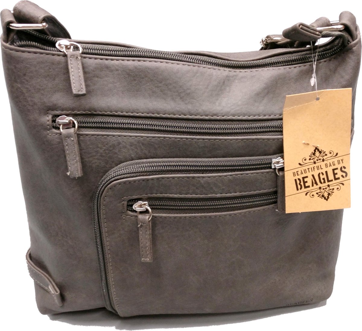 BEAGLES Omhang Crossbody Schoudertas Grijs Trendy Tas Handig Formaat