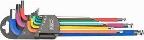 Neo Tools Inbusset 1,5-10mm, Gekleurd, Din 911, Iso 2936, Sncm-v Staal