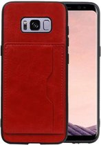 Rood Staand Back Cover 1 Pasje Hoesje voor Samsung Galaxy S8