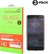 DrPhone 3 x Nokia 6 Glas - Glazen Screen protector - Tempered Glass 2.5D 9H (0.26mm)