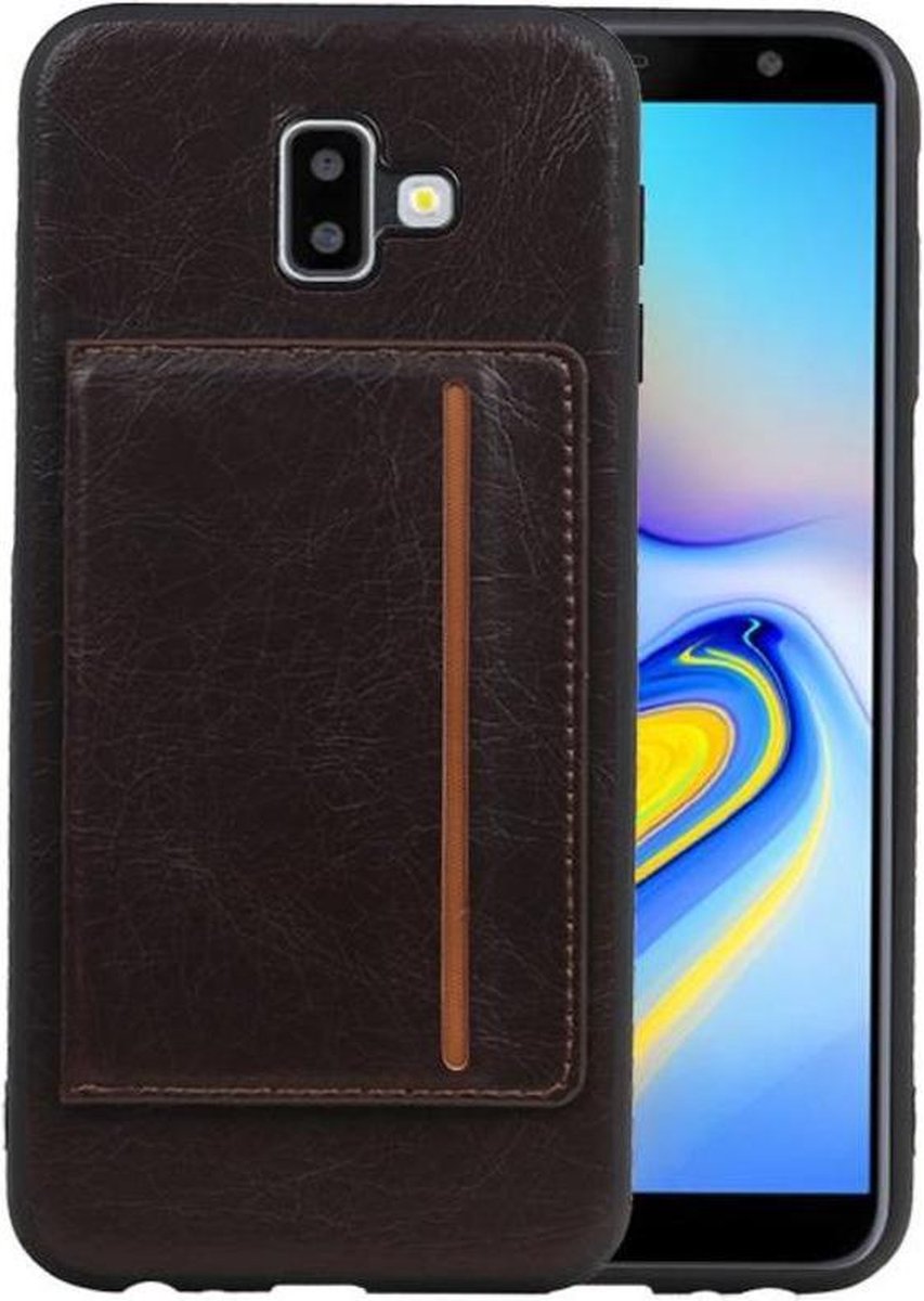 Staand Back Cover 1 Pasjes voor Galaxy J6 Plus Mocca