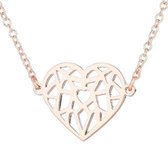 24/7 Jewelry Collection Hart Ketting - Rosé Goudkleurig