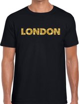 London goud glitter tekst t-shirt zwart heren L