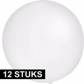 12x Grote ballonnen 60 cm wit - Geschikt voor lucht of helium - Feest/Verjaardag/Bruiloft artikelen