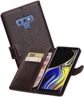 Zakelijke Book Case Telefoonhoesje Geschikt voor de Samsung Galaxy Note 9 - Portemonnee Hoesje - Pasjeshouder Wallet Case - Mocca