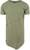 Urban Classics Heren Tshirt -XL- Long Open Edge Front Zip Groen