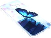 Blauw vlinder hoesje siliconen Geschikt voor Samsung Galaxy S6 Edge