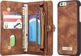 iPhone 6 & 6s multifunctioneel PU leren CaseMe Flip Hoesje met magnetisch verbonden afneembaar back cover  foto frame  rits en opbergruimte voor veel pinpassen & geld (koffie kleur