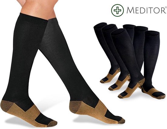 Chaussettes de compression thérapeutiques MeditorPlus Cuivre 3 paires - Noir - L / XL