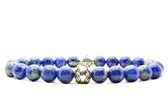 Beaddhism - Armband - Lapis - Lotus - Sterling Zilver - 8 mm - 21 cm