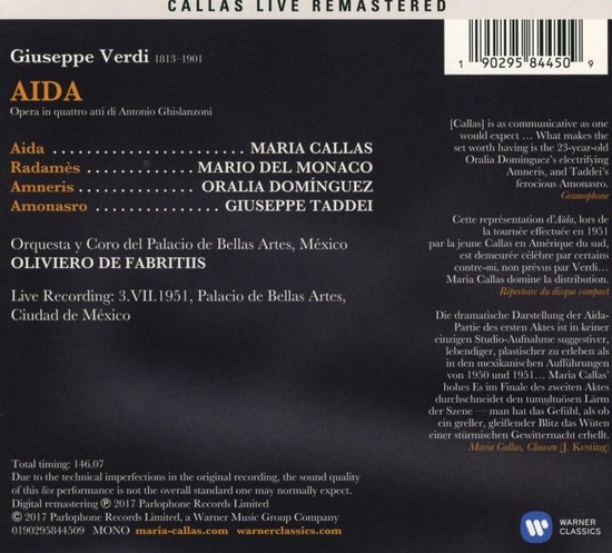 Maria Callas: Verdi: Aida (Mexico, 03/07/1951) [2CD]