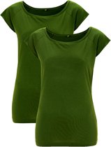 bamboe shirts dames 2-pack S groen