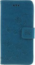 Bloemen Book Case - Samsung Galaxy J6 (2018) Hoesje - Blauw
